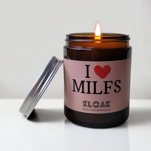 I Love MILFs Candle: Handmade Soy Wax Funny Gift