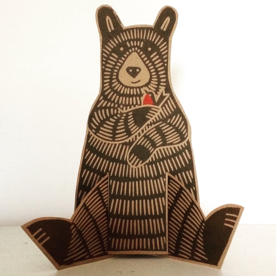 Bear Cub And Robin Limited Edition Christmas Card (Includes donation to OBRC)