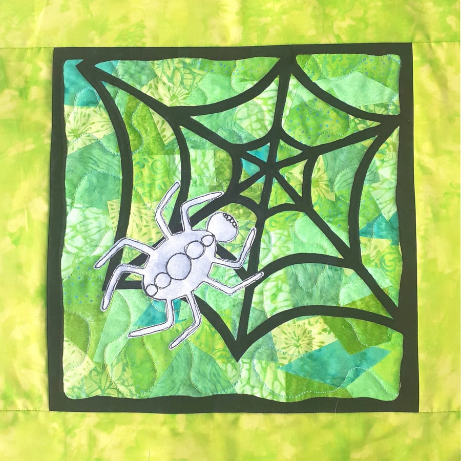 Spider and web Halloween Kit Art Quilt Panel