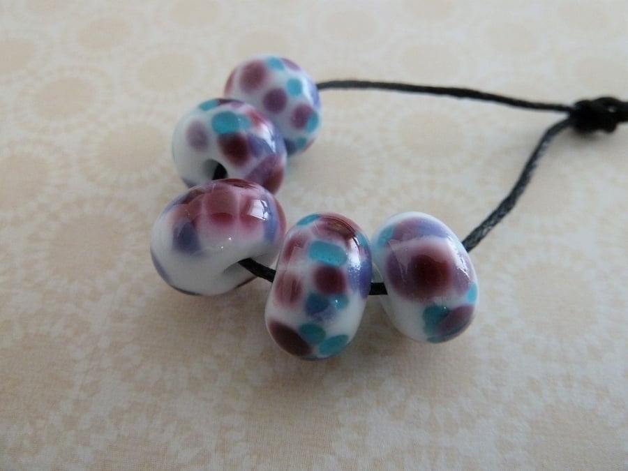 purple frit handmade lampwork glass beads