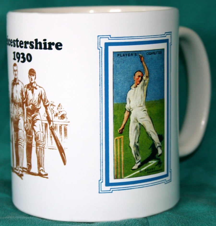 Cricket mug Leicester Leics 1930 vintage design mug