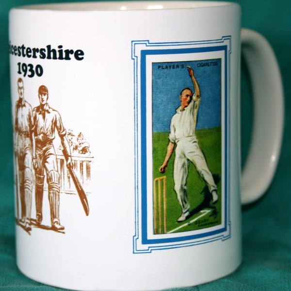 Cricket mug Leicester Leics 1930 vintage design mug