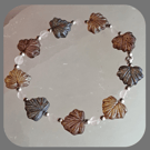  Czech glass, Rose Quartz and Sterling Silver Leaf bracelet