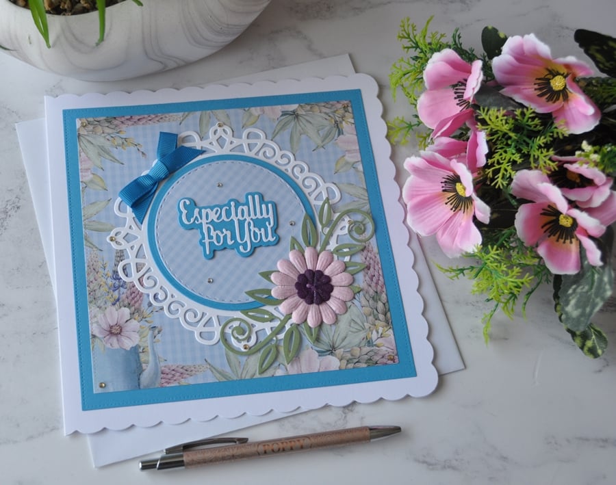 Especially for You Birthday Purple Pink Daisy Flower 3D Luxury Handmade Card