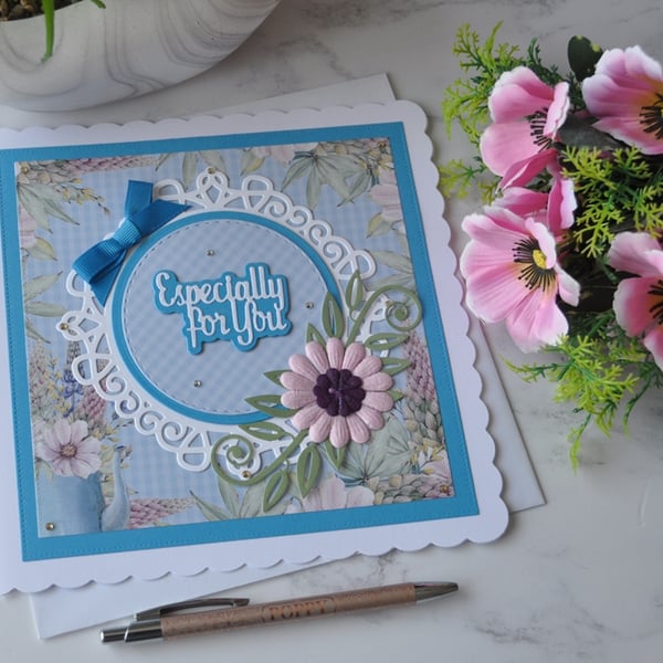 Especially for You Birthday Purple Pink Daisy Flower 3D Luxury Handmade Card
