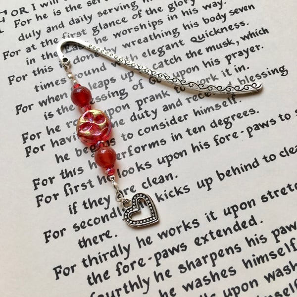 Red Heart Charm Bookmark, Gift for Her, Mothers Day