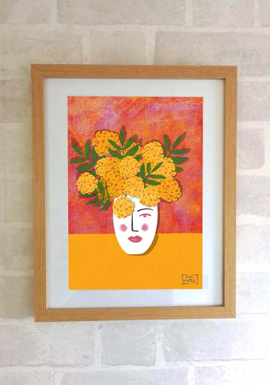 Marigold Flowers - A4 Print Only by Nina Martell