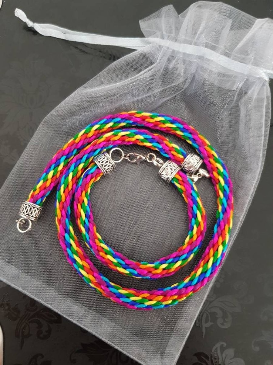 Rainbow necklace, Colourful Fabric Choker, Boho Rainbow gift for her