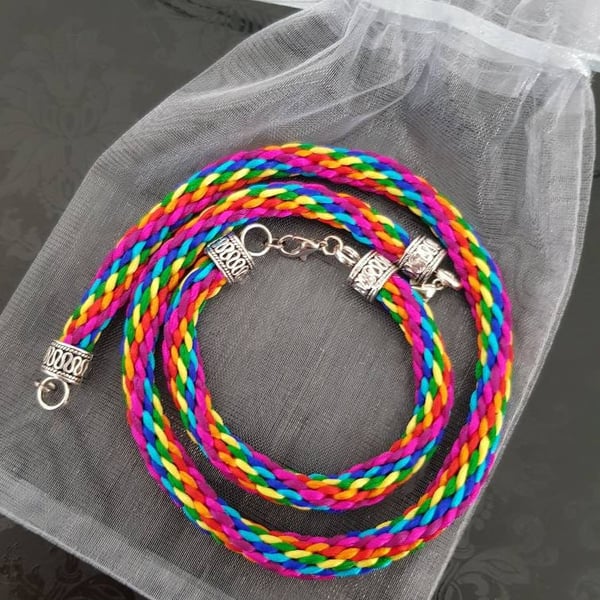 Rainbow necklace, Colourful Fabric Choker, Boho Rainbow gift for her