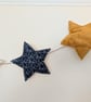 Navy, Mustard & Gold Star Fabric Bunting – Handmade Garland - Image 4