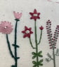 Five Little Flowers in pinks hand embroidered card - Image 3