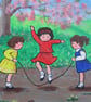 Little Girls Playing In The Spring. Original art on canvas - Image 2