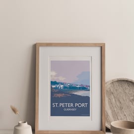 St. Peter Port seascape Guernsey Channel Islands Giclee Travel Poster