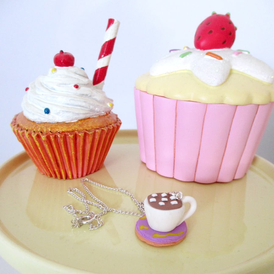 SALE Retro hot chocolate cup with party ring saucer CHARM ONLY