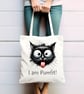 Funny Cat I am Purrfit! Tote Cotton Shopping Bag. 