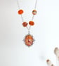 Autumn Pendant Necklace, Orange Necklace, Animal Art Pendant, Deer, Lyre - Image 2