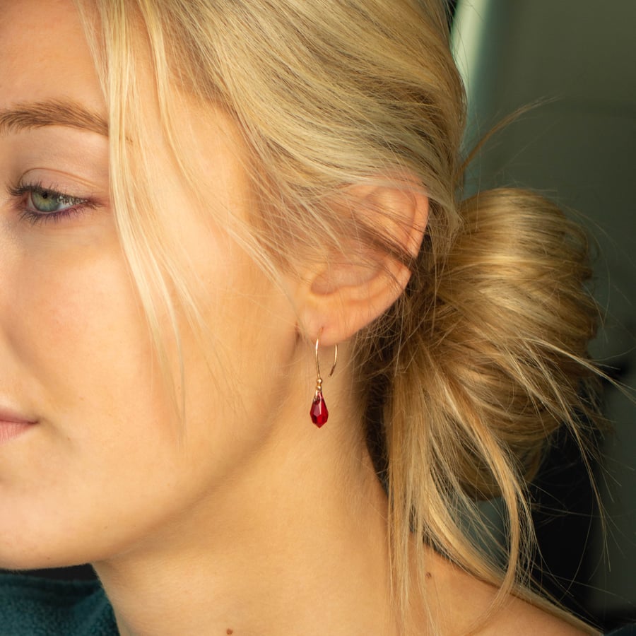 Scarlet Crystal Drop Pendant Earrings