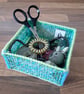Container for small desk items - blue, green, white pattern - Image 2