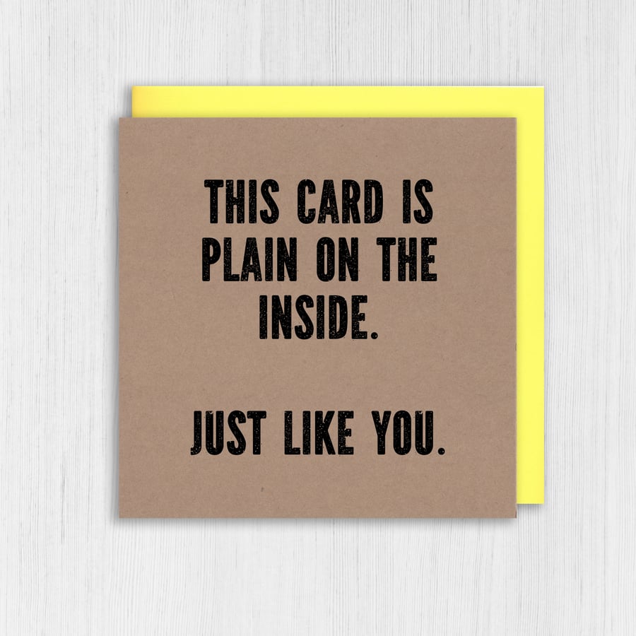 Kraft rude birthday card: Plain on the inside