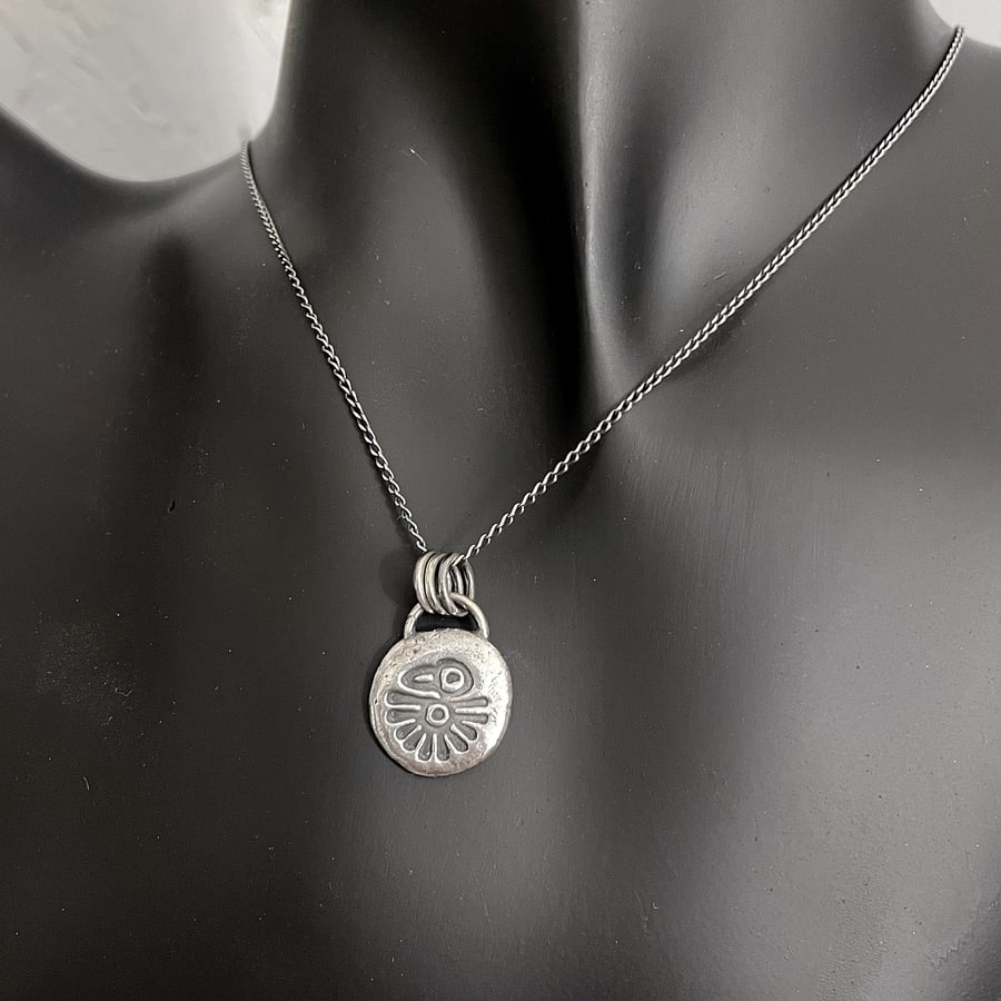  Thunderbird pendant and chain oxidised silver