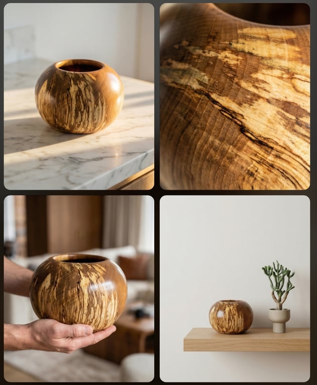 Beautiful unique spalted Beech vessal vase (hollow form)