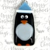 Large Handmade Fused Glass Penguin Hanging Christmas Decoration 