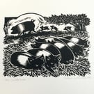 The Saddleback, A Limited Edition original Lino Print. 