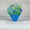 Fused glass flower pot ornament, glass art