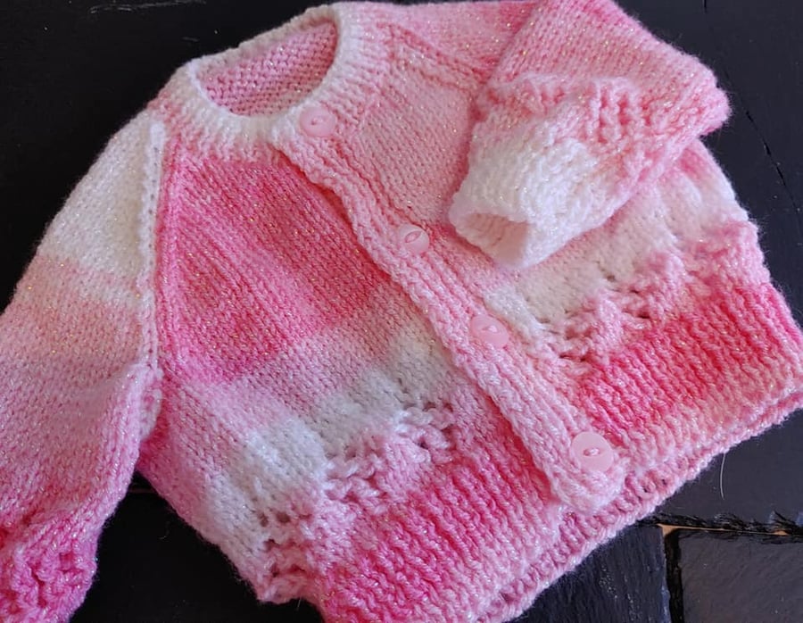 Sparkly pink  cardigan 0-3 months 