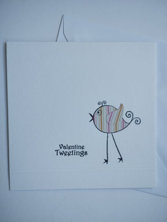 Valentine Tweetings Stripey Bird Card 