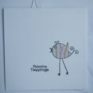 Valentine Tweetings Stripey Bird Card 