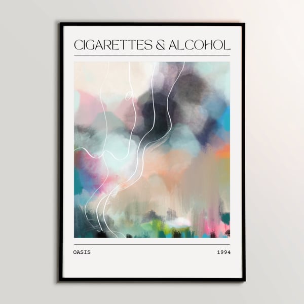 Music Poster Oasis Cigarettes & alcohol Painting Song Art Print 