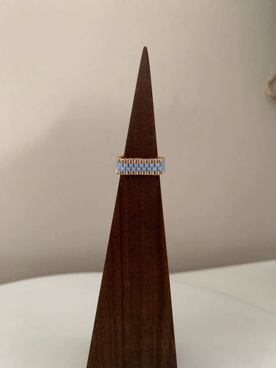 Lovely baby blue colour beaded ring