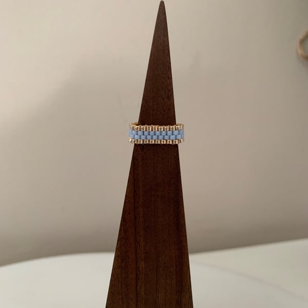 Lovely baby blue colour beaded ring