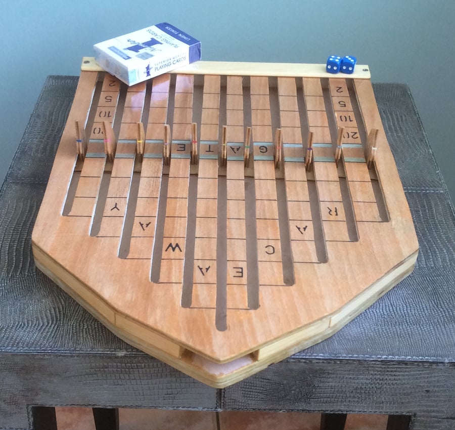 Hand crafted wooden ‘RACEAWAY’ horse racing game.