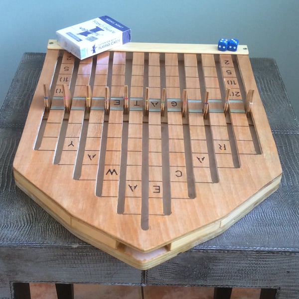 Hand crafted wooden ‘RACEAWAY’ horse racing game.