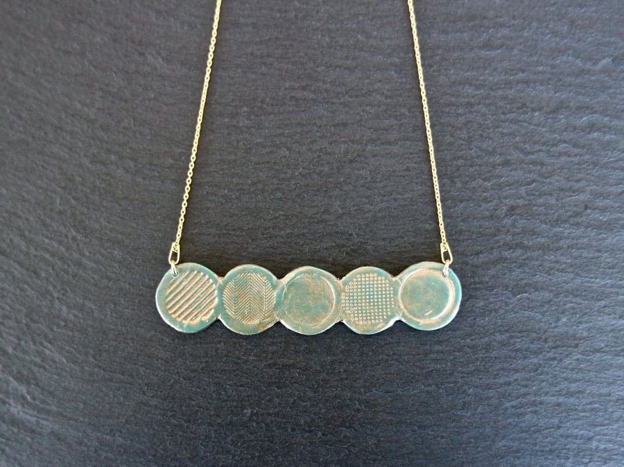circle bar turquoise Gold Vermeil Sterling silver Necklace