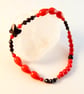Red Bamboo Coral Bracelet With Black Spinel And Swarovski Butterfly - Image 4