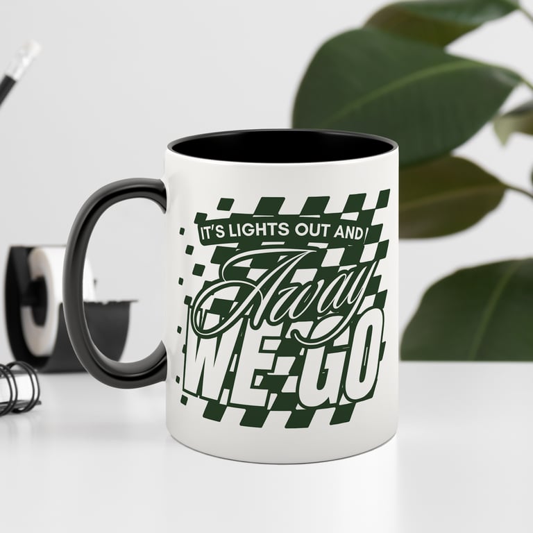 Lights Out - Checkered Mug: F1 Start Quote Mug, Formula 1 Gift For Him