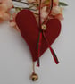 Christmas heart hanger in red with bells, free uk delivery  - Image 3