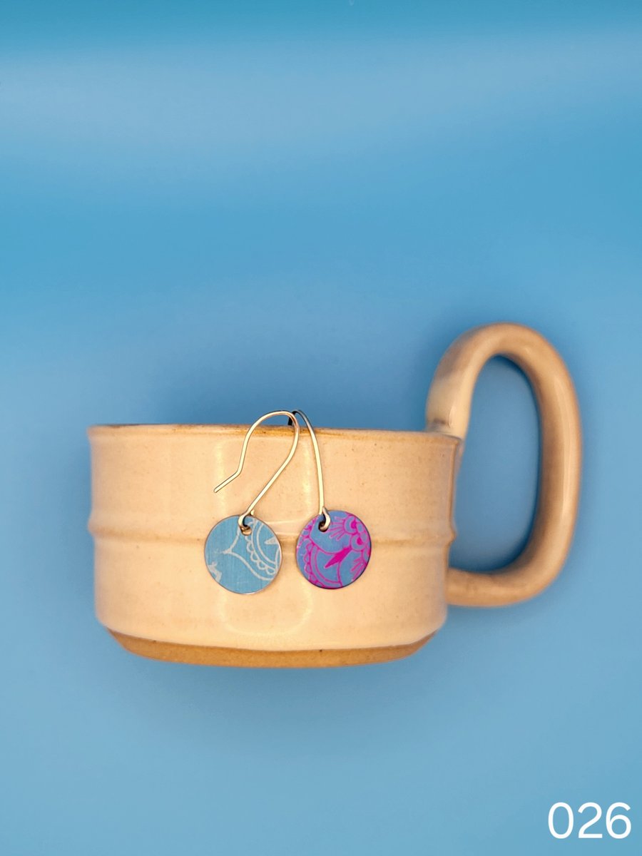 Handmade Aluminium and Silver Reversible Earrings - 026