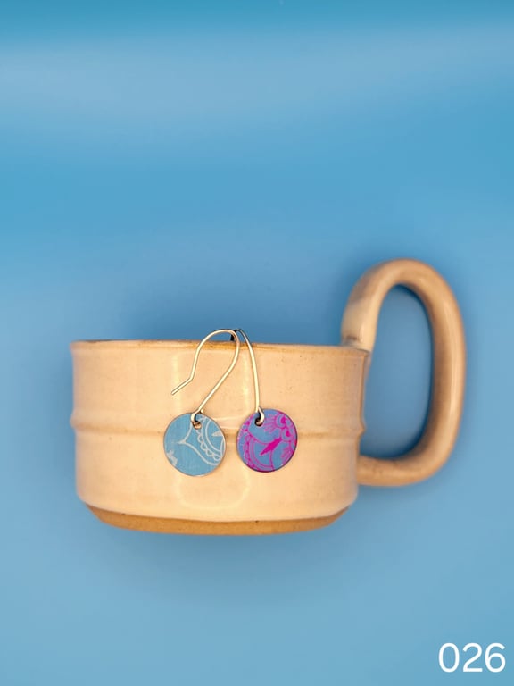 Handmade Aluminium and Silver Reversible Earrings - 026