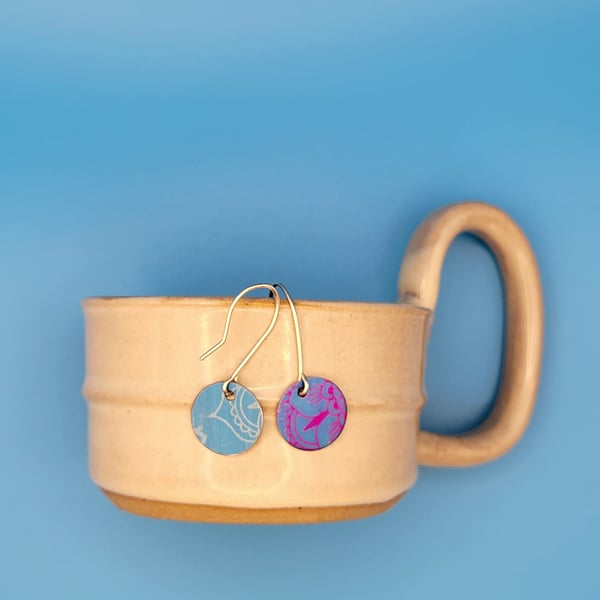 Handmade Aluminium and Silver Reversible Earrings - 026