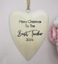 Merry Christmas Best Teacher 2026 Wooden Heart Christmas Ornament Teacher Gift - Image 9