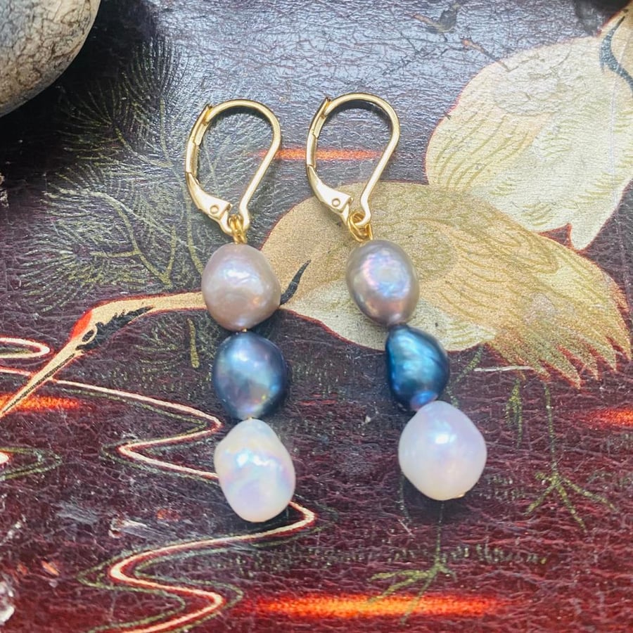 Multicolour Baroque pearl earrings - BPE01
