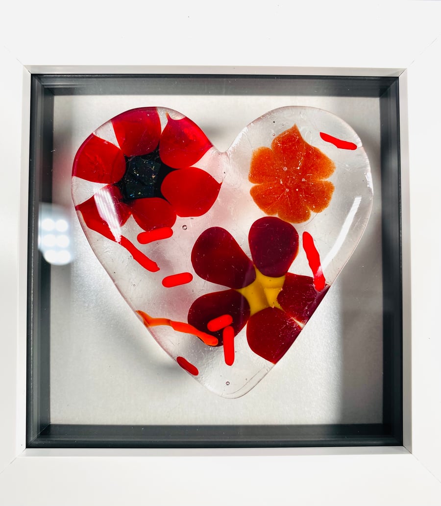  Fused glass heart in a box frame 