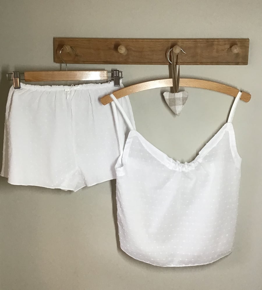 Cami and French Knickers Set white