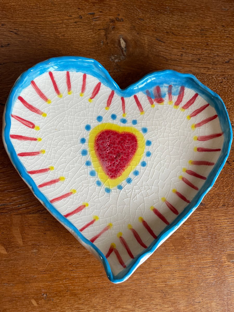 SALE!  - heart-shaped colourful ceramic dish