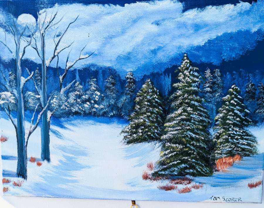 Winter Forest Clearing Original Oil Painting