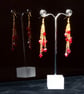 Long Red Cascade Earrings - Image 4